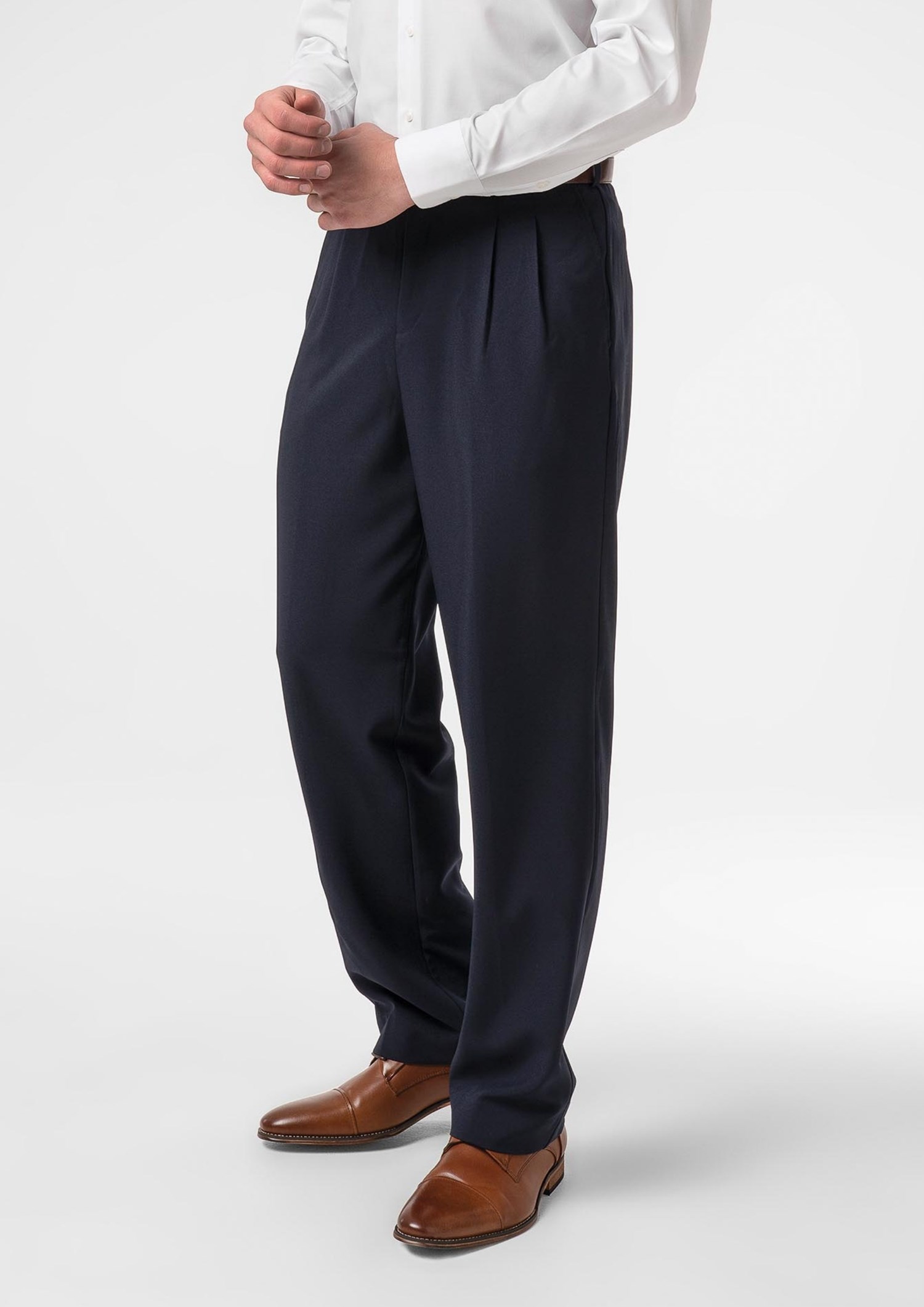 Soft Suiting Men's Twin Pleat Pant - navy