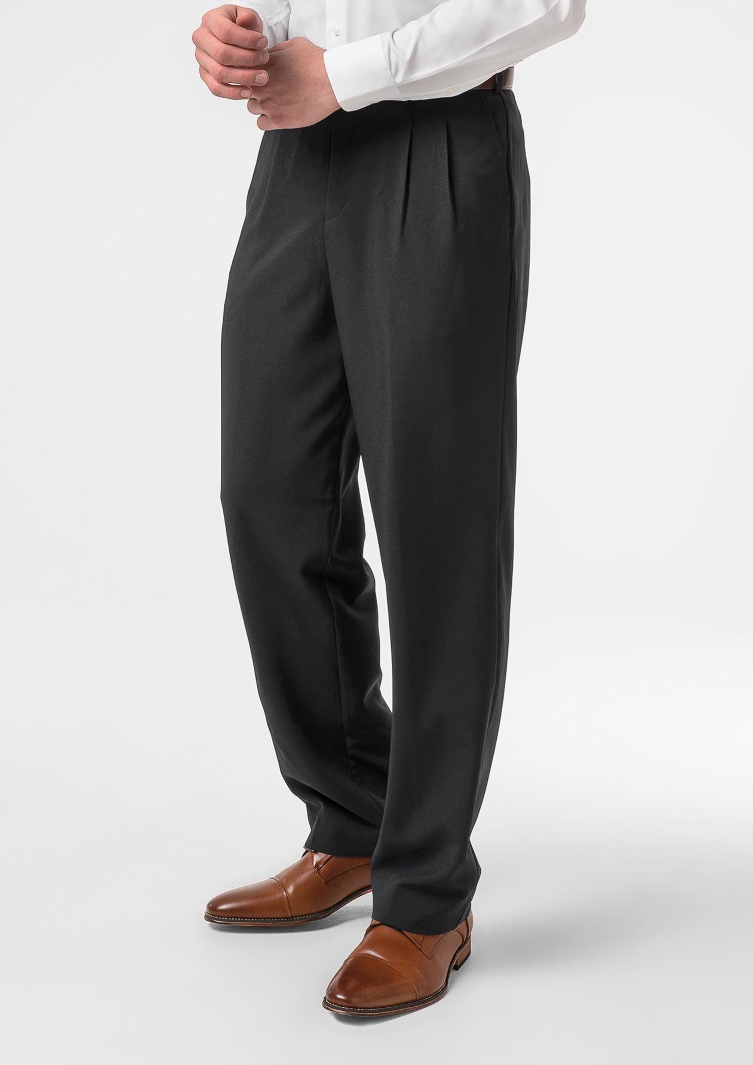 Soft Suiting Men's Twin Pleat Pant - black
