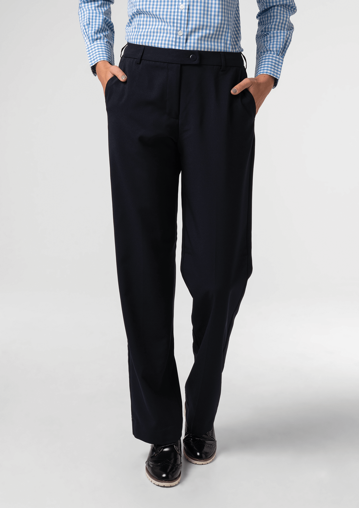 Soft Suiting Women's Flat Front Pant - navy