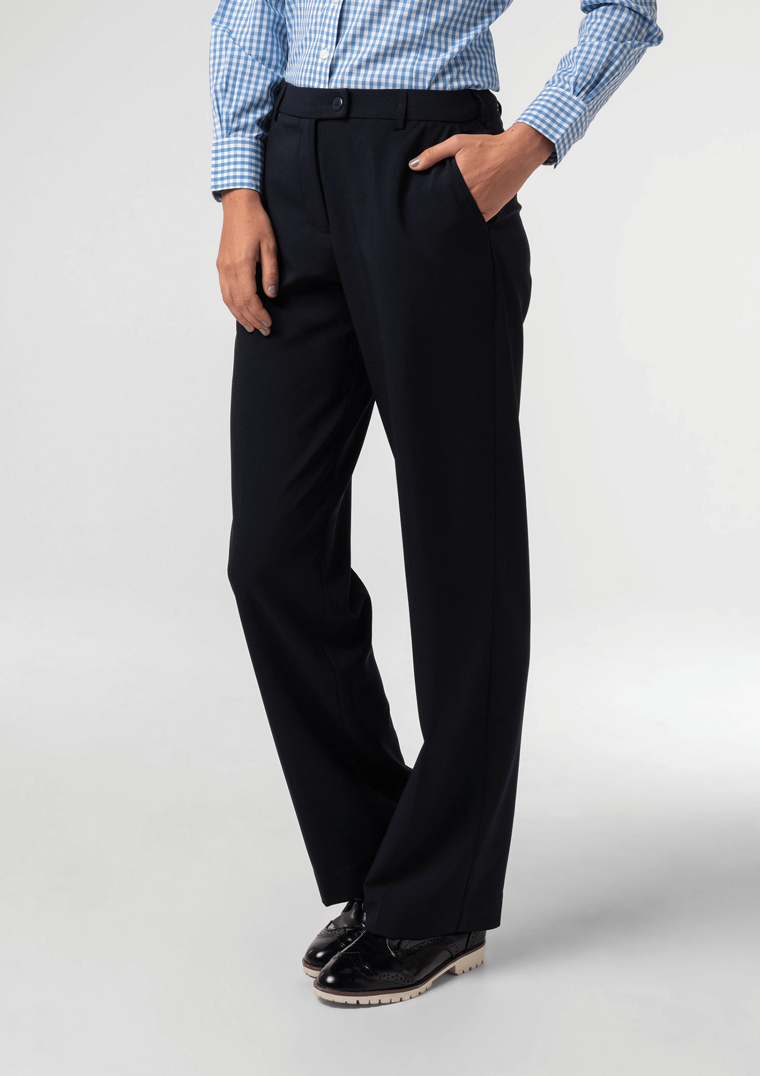 Soft Suiting Women's Flat Front Pant - navy