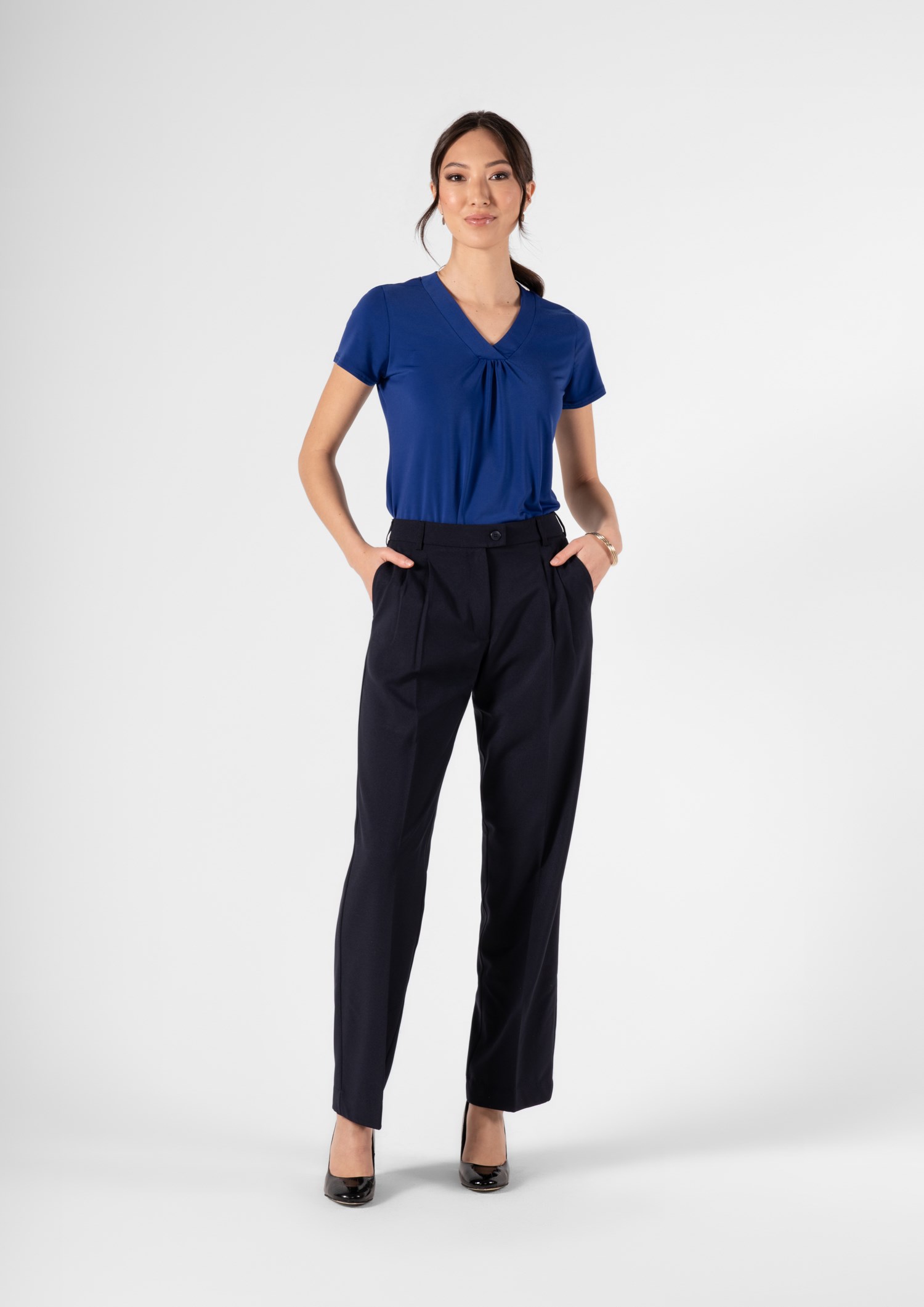 Soft Suiting Women's Twin Pleat Pant - navy