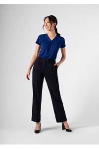 Soft Suiting Women's Twin Pleat Pant - navy