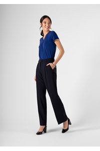 Soft Suiting Women's Twin Pleat Pant - navy