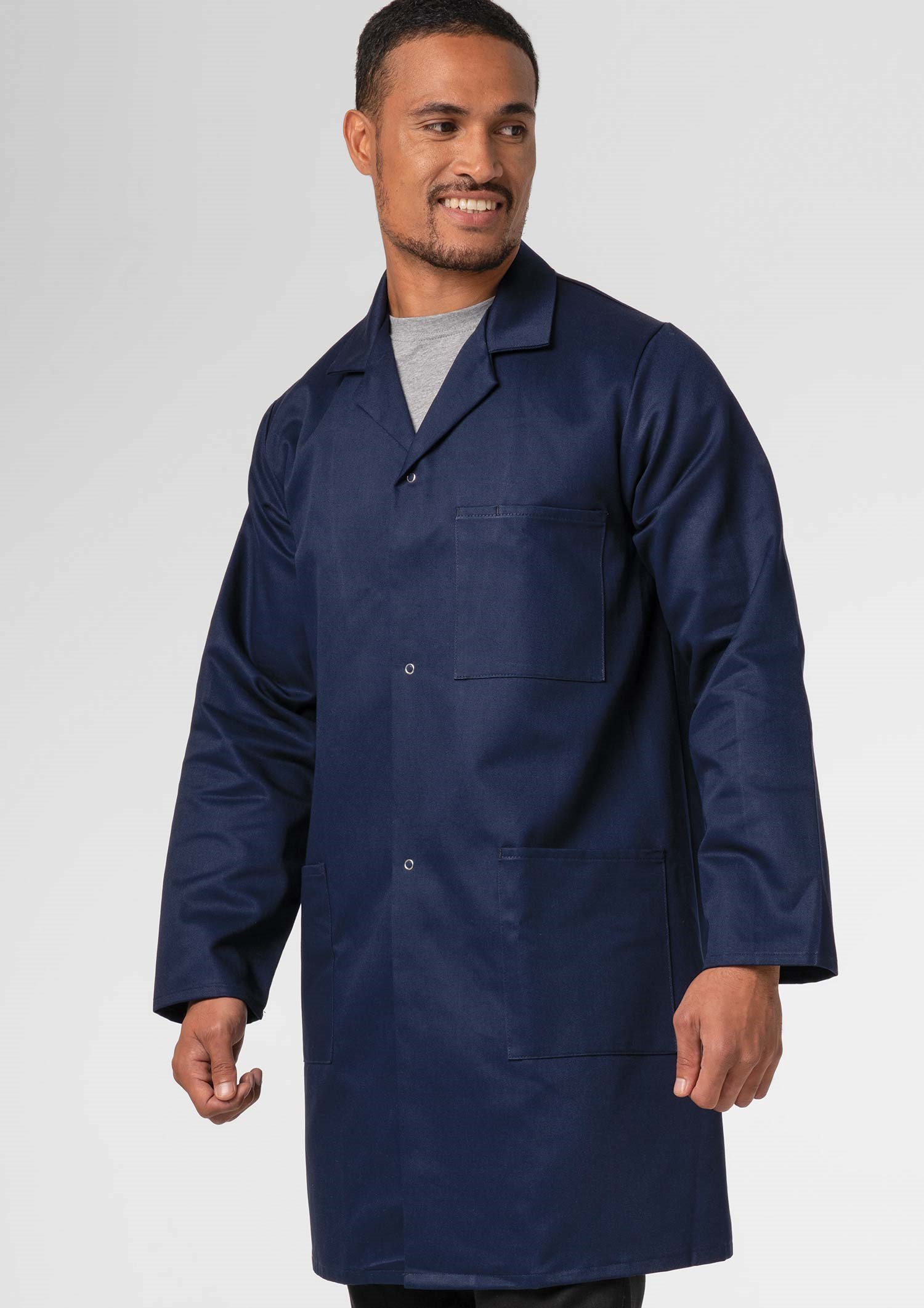 Deane Dustcoat With Pockets - Cotton - navy