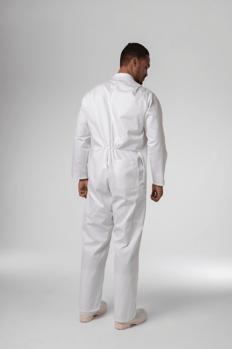 Classic Long Sleeve Poly-Cotton Zip Overall - white