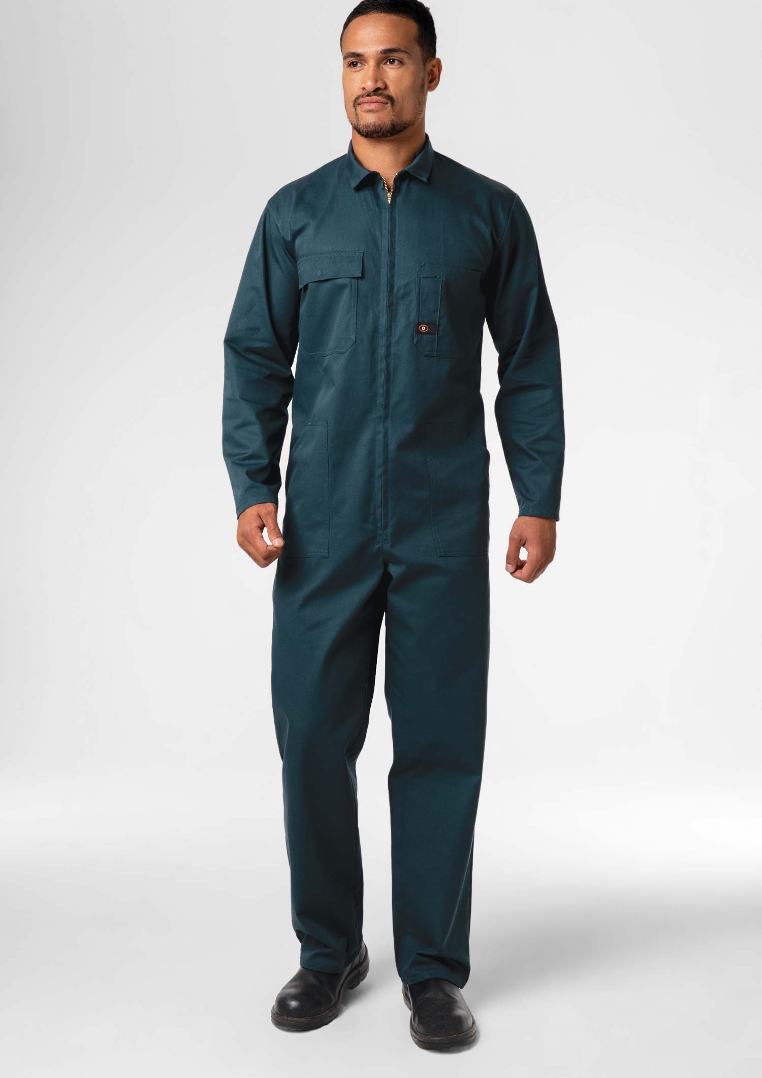 Classic Long Sleeve Poly-Cotton Zip Overall - spruce