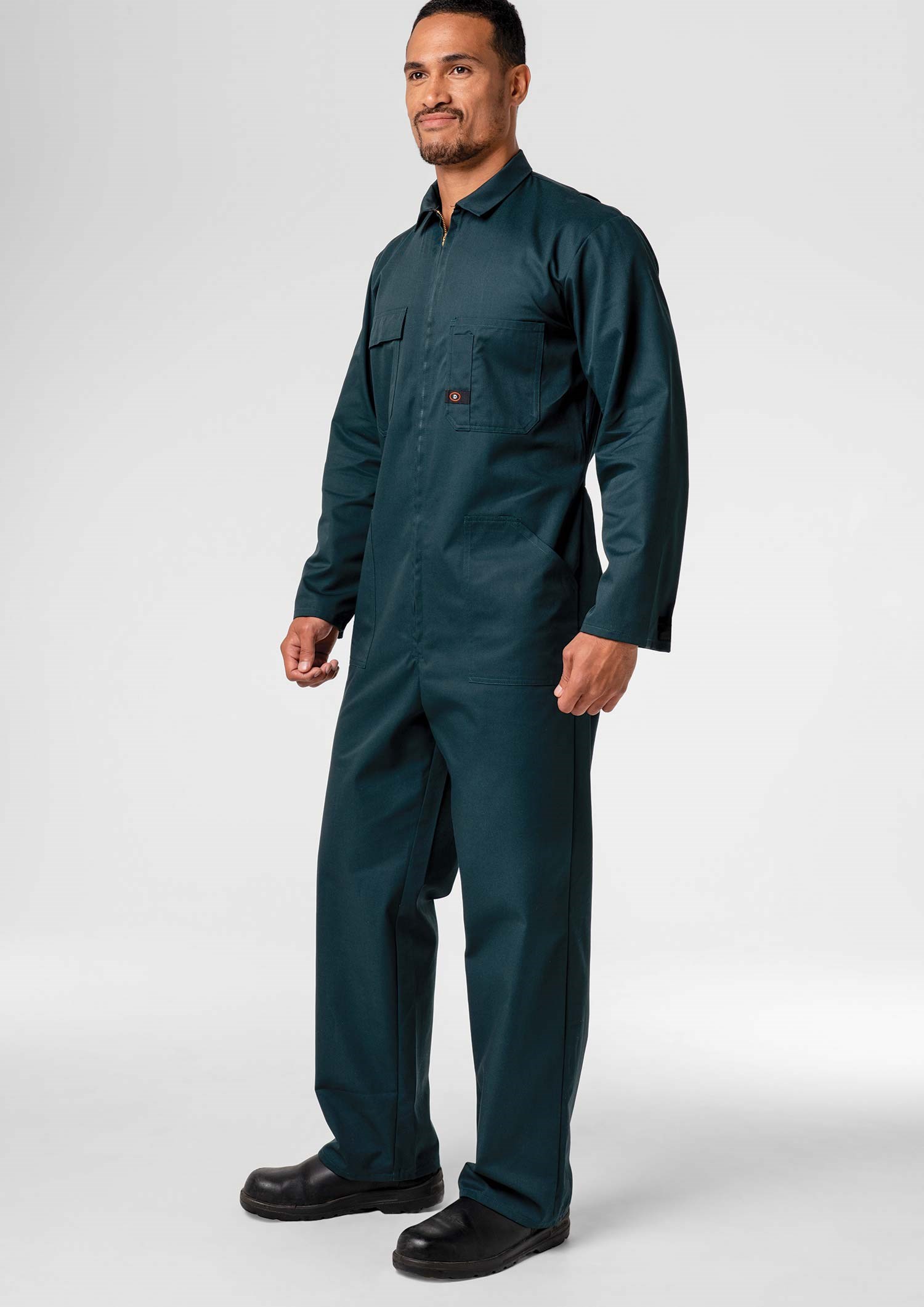 Classic Long Sleeve Poly-Cotton Zip Overall - spruce