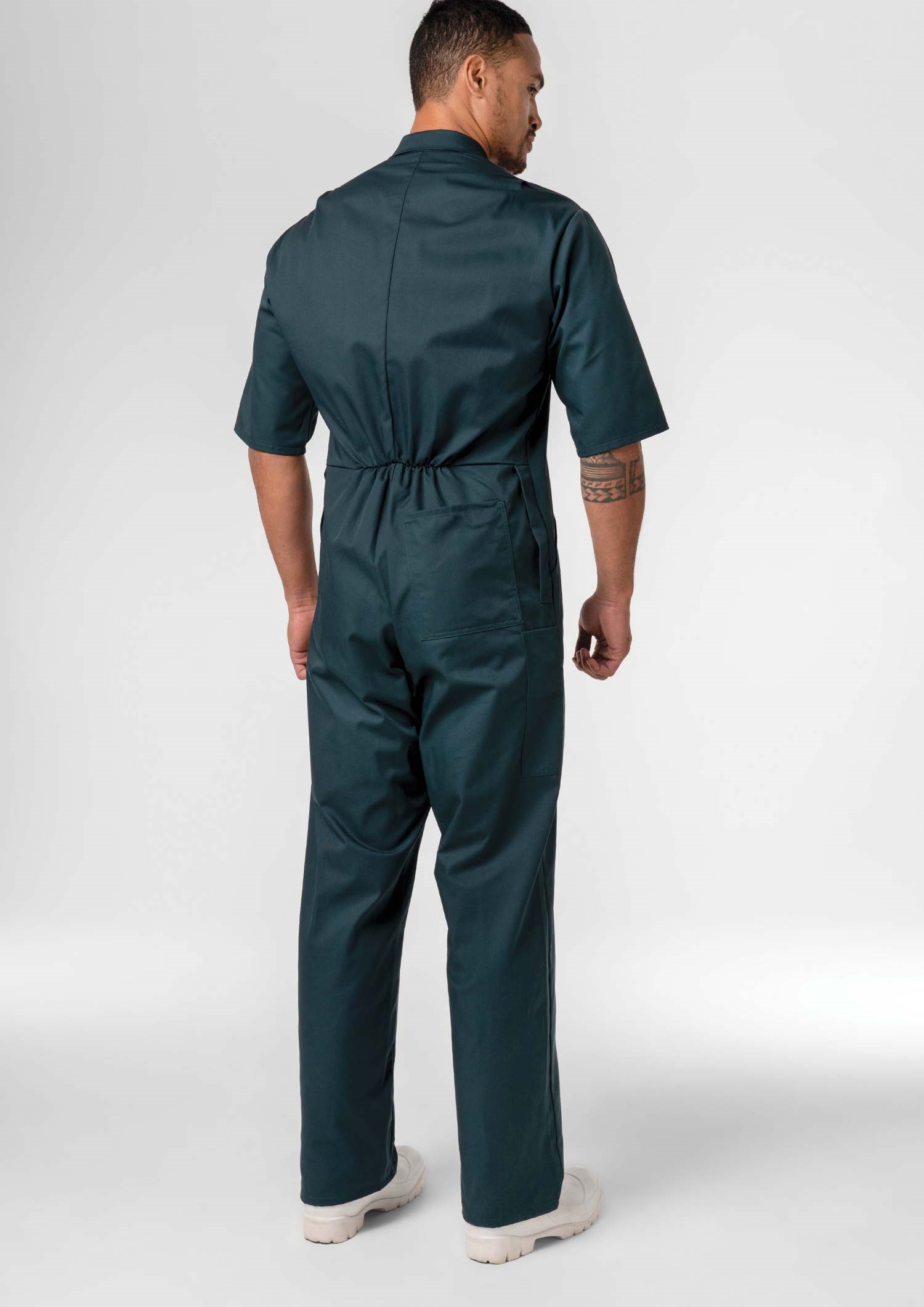 Classic Short Sleeve Poly-Cotton Zip Overall - spruce