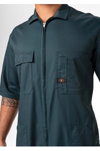 Classic Short Sleeve Poly-Cotton Zip Overall - spruce