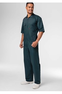 Classic Short Sleeve Poly-Cotton Zip Overall - spruce