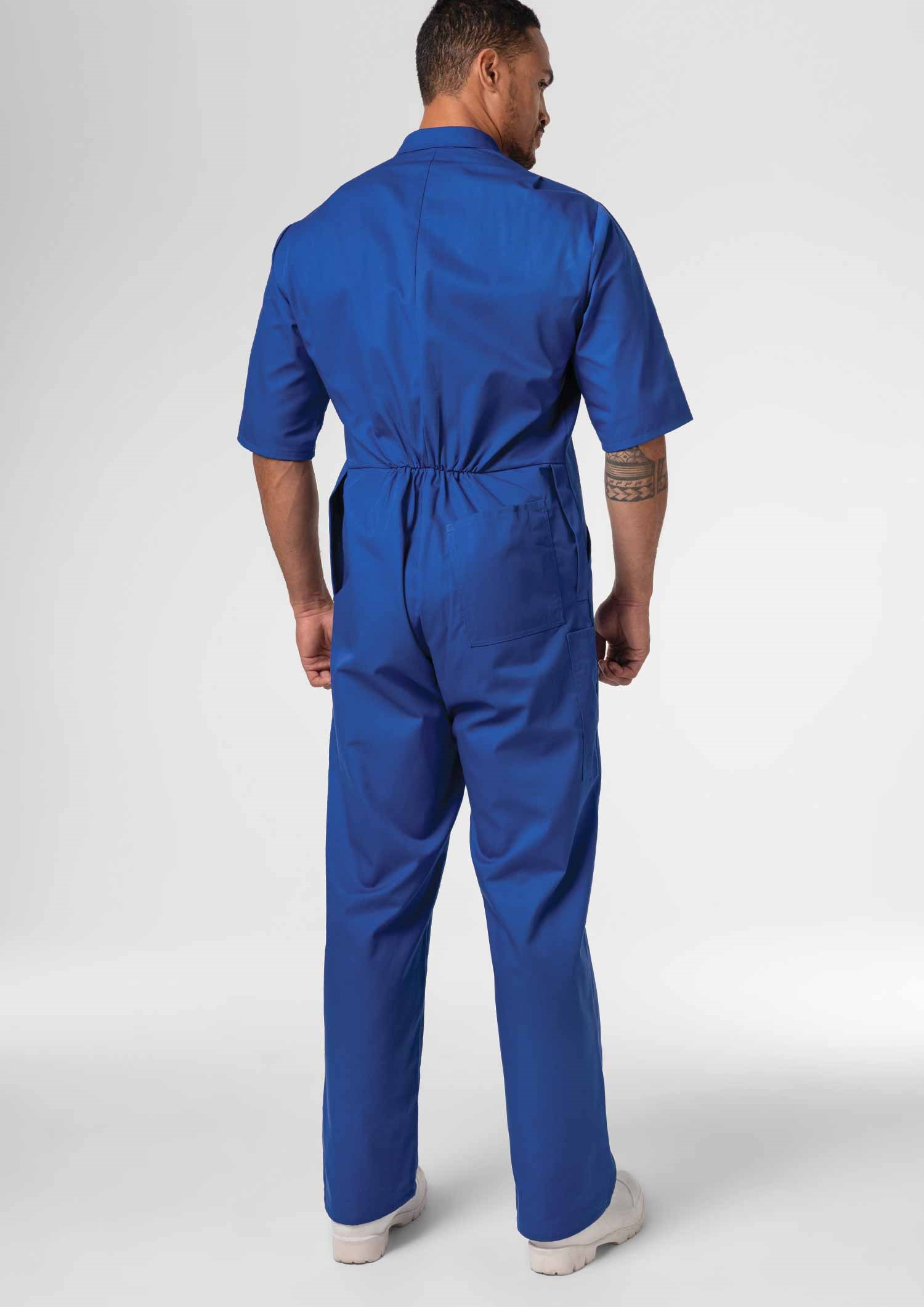 Classic Short Sleeve Poly-Cotton Zip Overall - royal