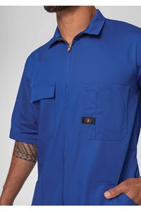 Classic Short Sleeve Poly-Cotton Zip Overall - royal