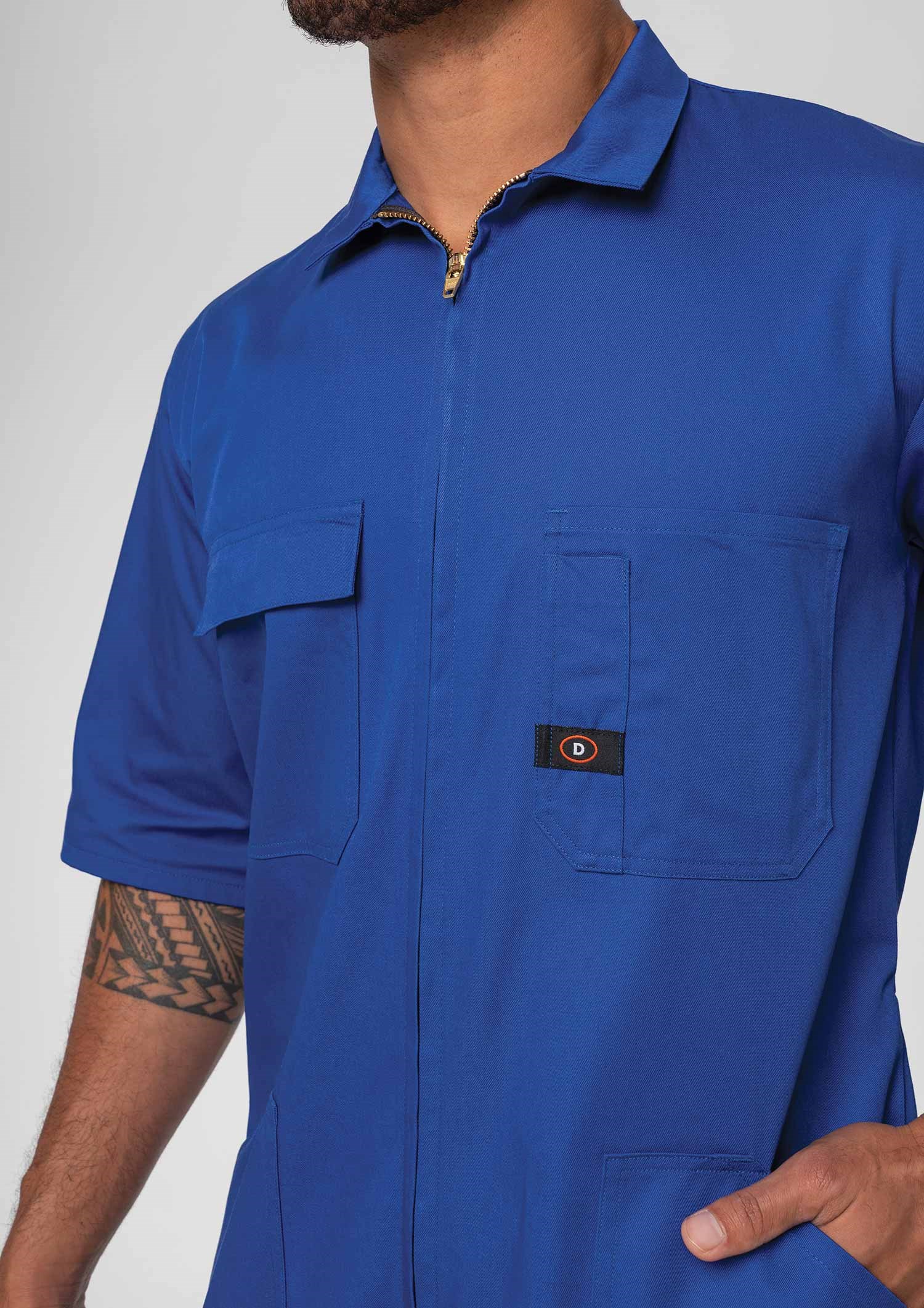 Classic Short Sleeve Poly-Cotton Zip Overall - royal