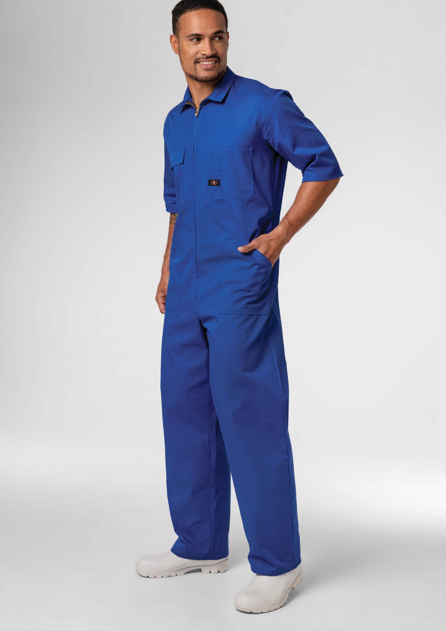 Classic Short Sleeve Poly-Cotton Zip Overall - royal