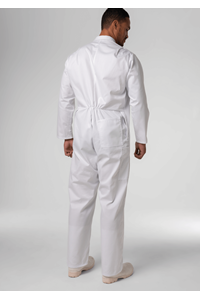 Long Sleeve Cotton Zip Overalls - white