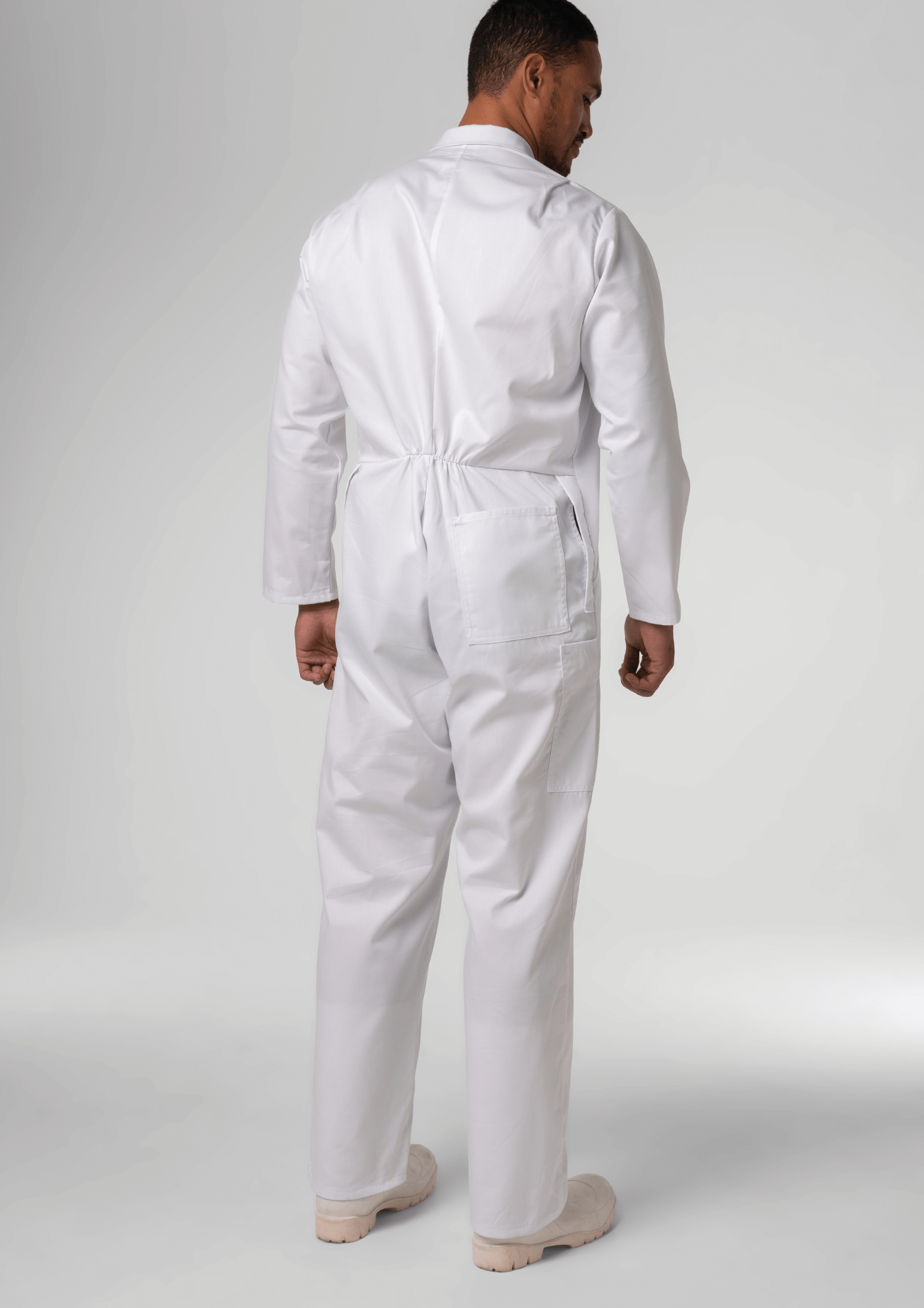 Long Sleeve Cotton Zip Overalls - white