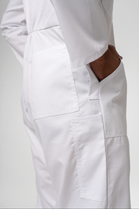 Long Sleeve Cotton Zip Overalls - white