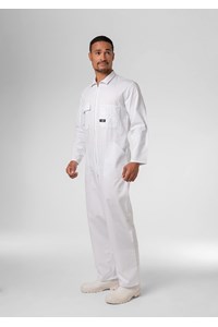Long Sleeve Cotton Zip Overalls - white