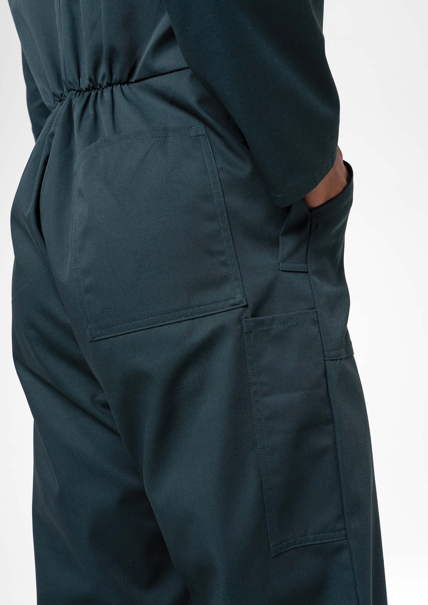 Long Sleeve Cotton Zip Overalls - spruce