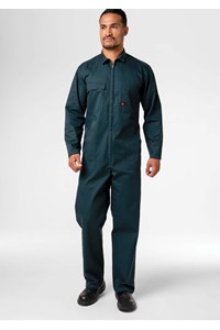 Long Sleeve Cotton Zip Overalls - spruce