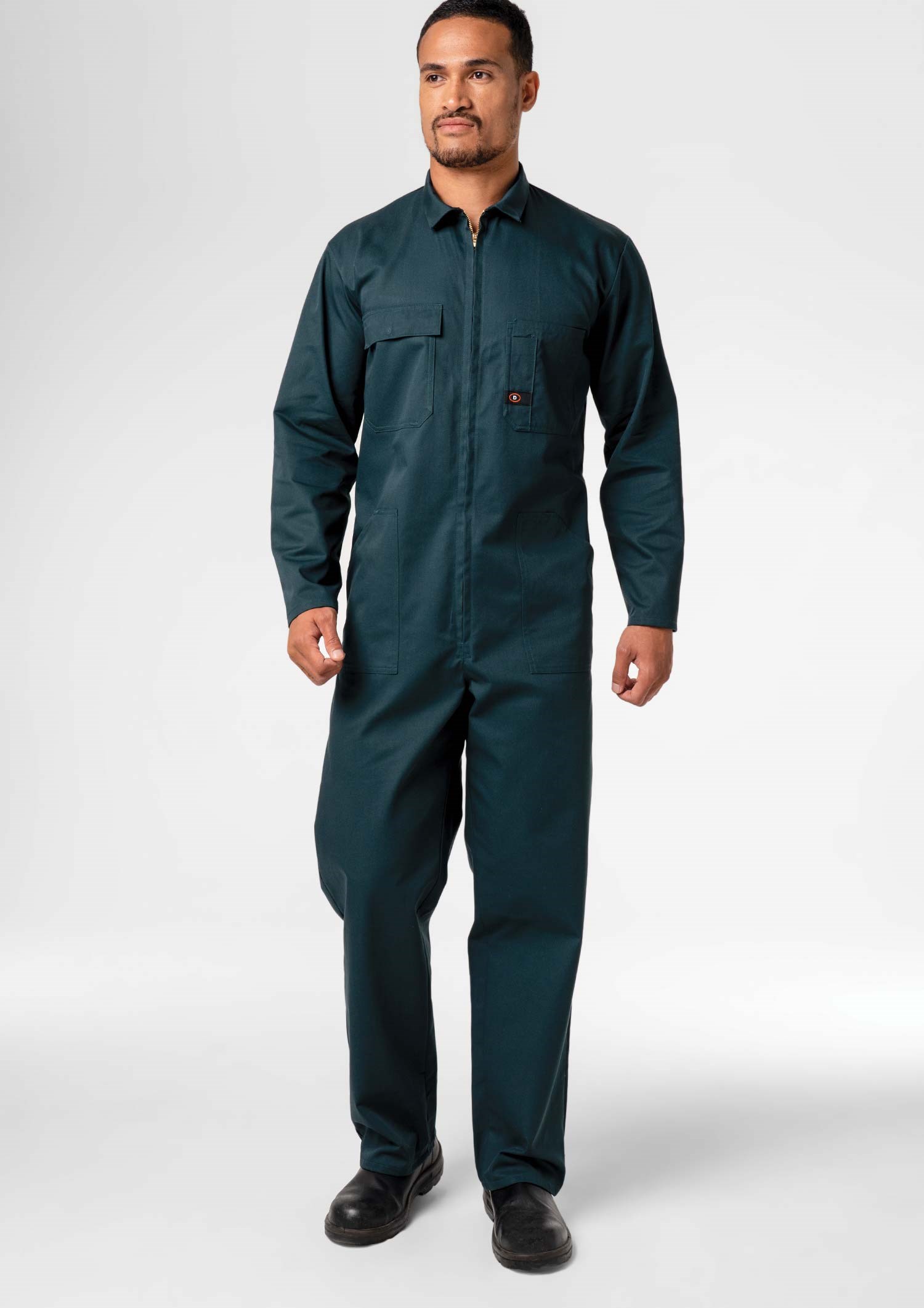 Long Sleeve Cotton Zip Overalls - spruce