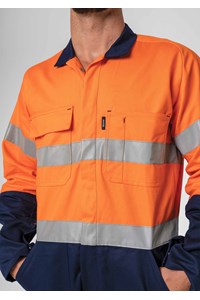 Flex Day/Night Cotton Domed Overall - navy/orange