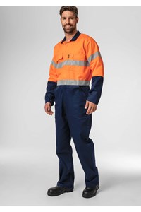 Flex Day/Night Cotton Domed Overall - navy/orange