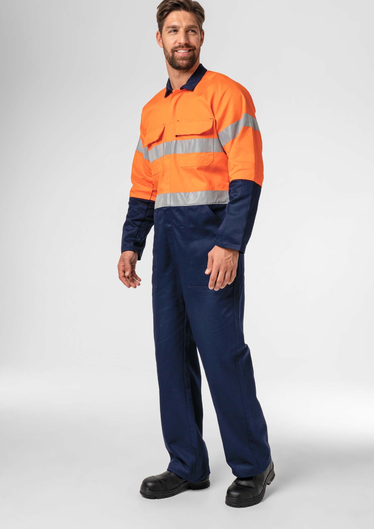 Flex Day/Night Zip Overall - navy/orange