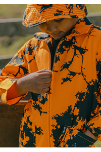 Kids Camo Full Overall - hi vis orange kauri print