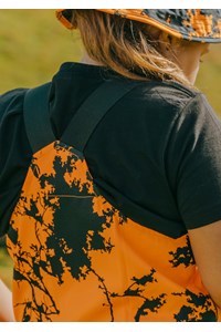 Kids Camo Sleeveless Long Overall - hi vis orange kauri print