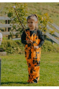 Kids Camo Sleeveless Long Overall - hi vis orange kauri print