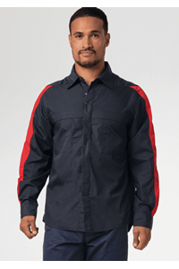 Pit Crew Long Sleeve Two-Tone Work Shirt - black/red