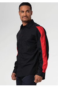 Pit Crew Long Sleeve Two-Tone Work Shirt - black/red