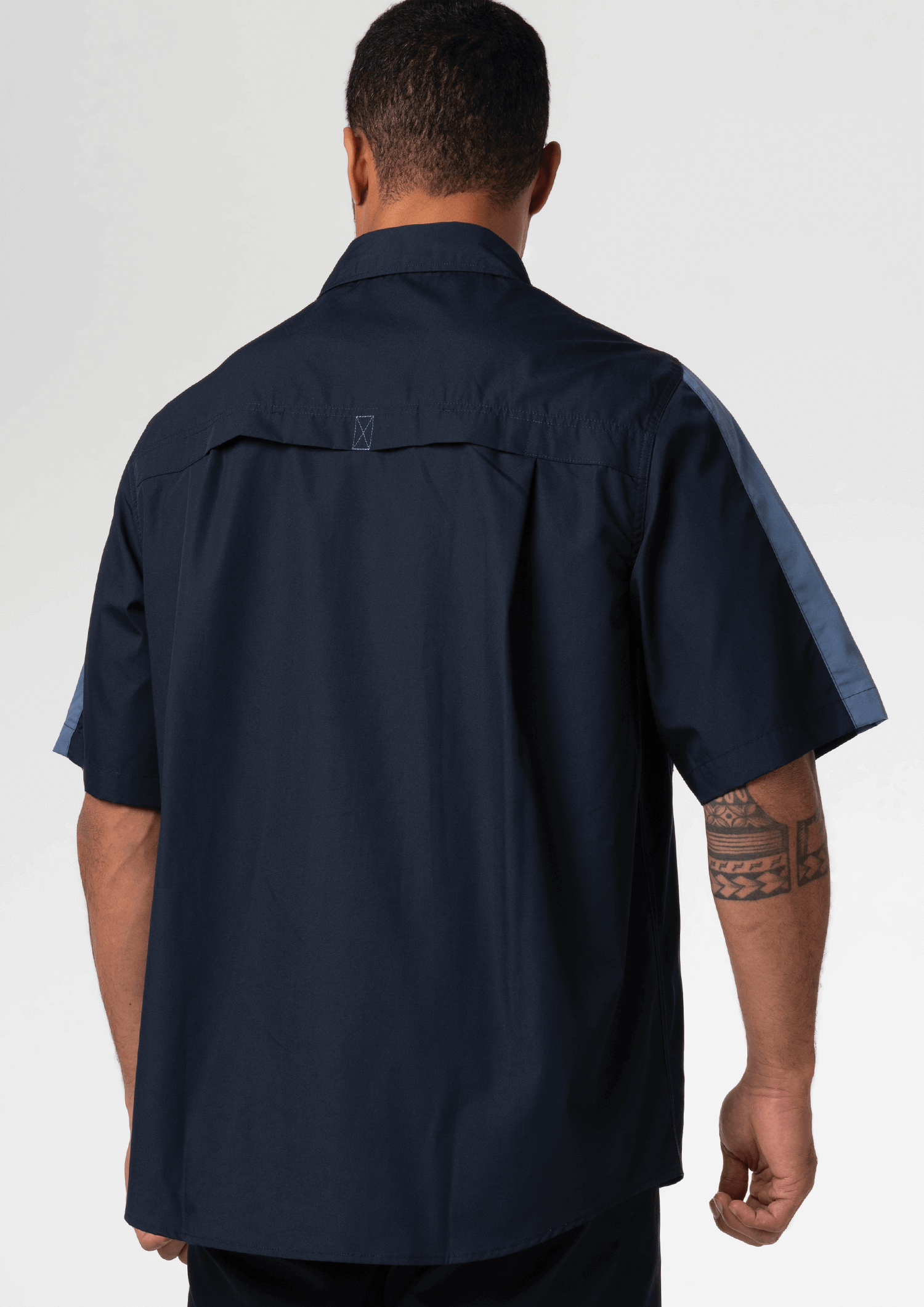 Pit Crew Short Sleeve Two-Tone Work Shirt - navy/postman