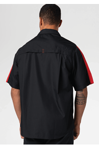Pit Crew Short Sleeve Two-Tone Work Shirt - black/red