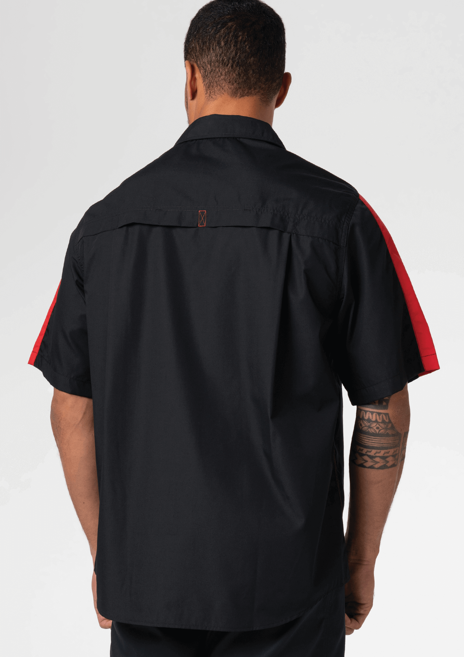 Pit Crew Short Sleeve Two-Tone Work Shirt - black/red