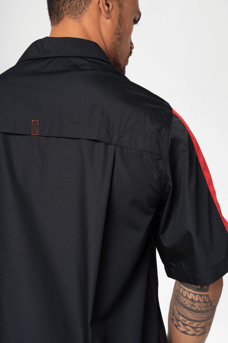 Pit Crew Short Sleeve Two-Tone Work Shirt - black/red