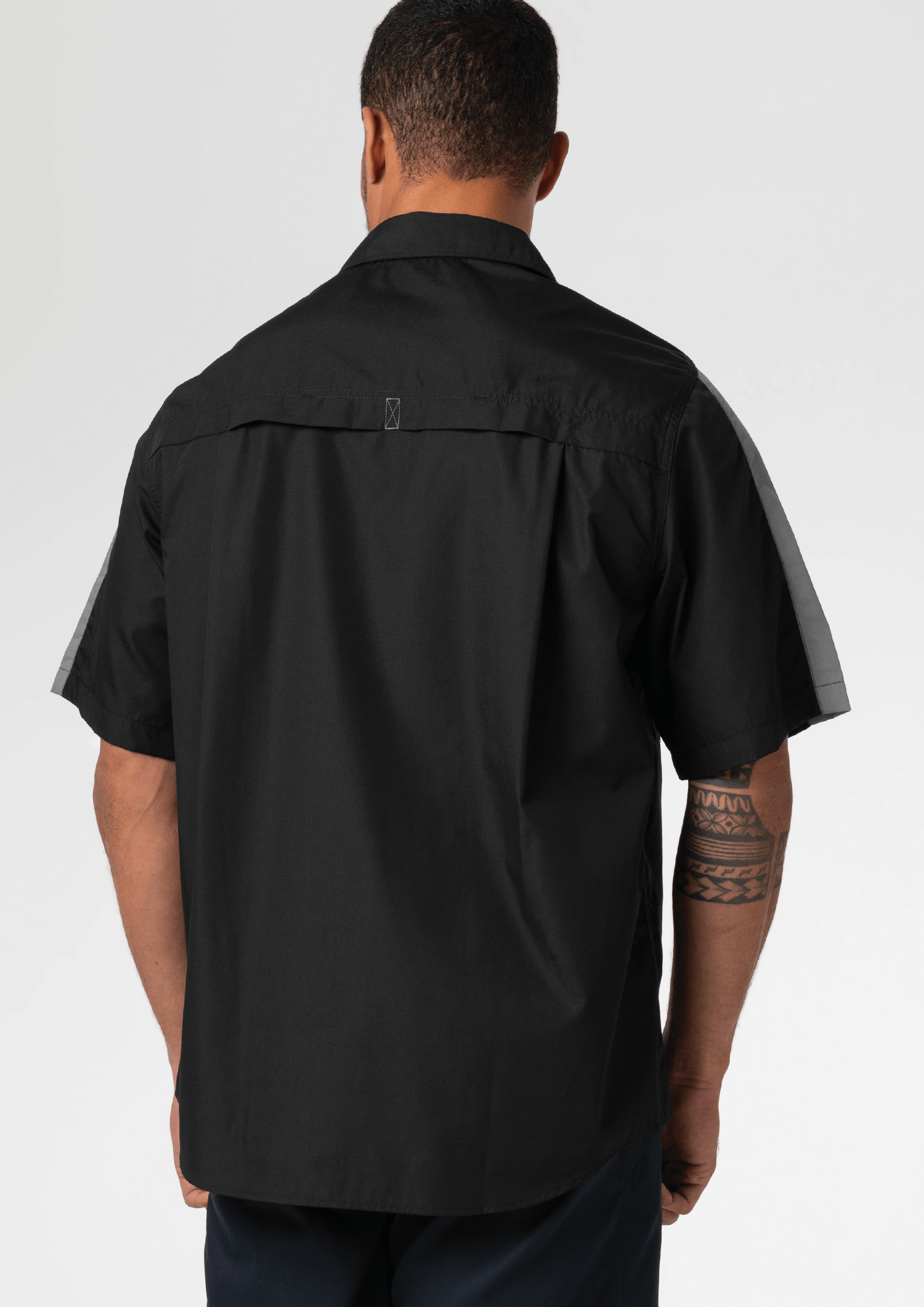 Pit Crew Short Sleeve Two-Tone Work Shirt - black/grey