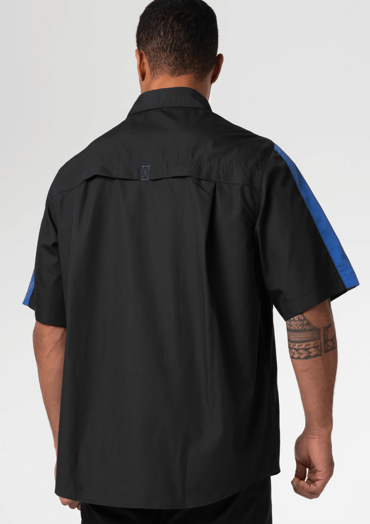 Pit Crew Short Sleeve Two-Tone Work Shirt - black/royal