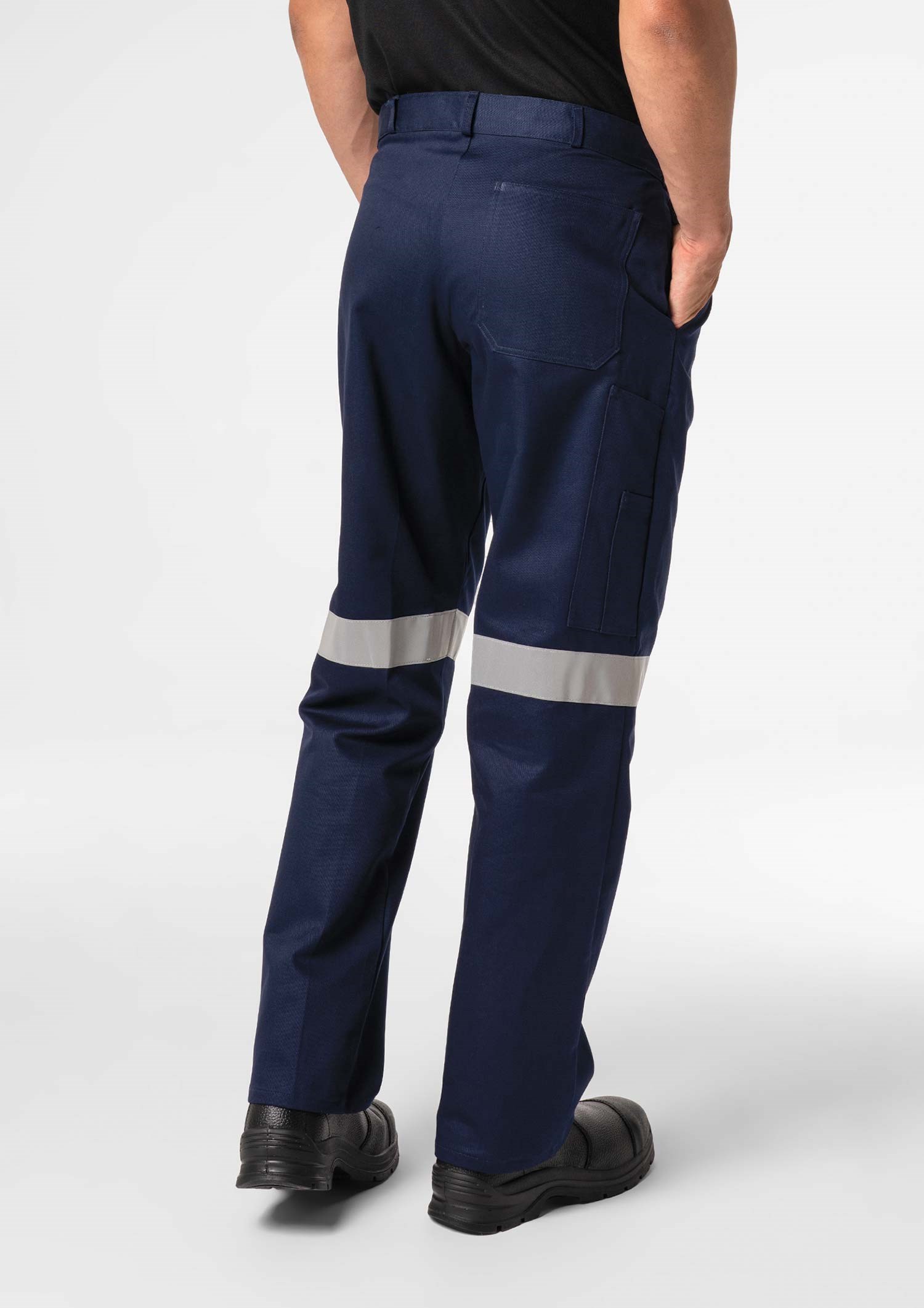 Men's Single Pleat Work Trouser With Tape - navy