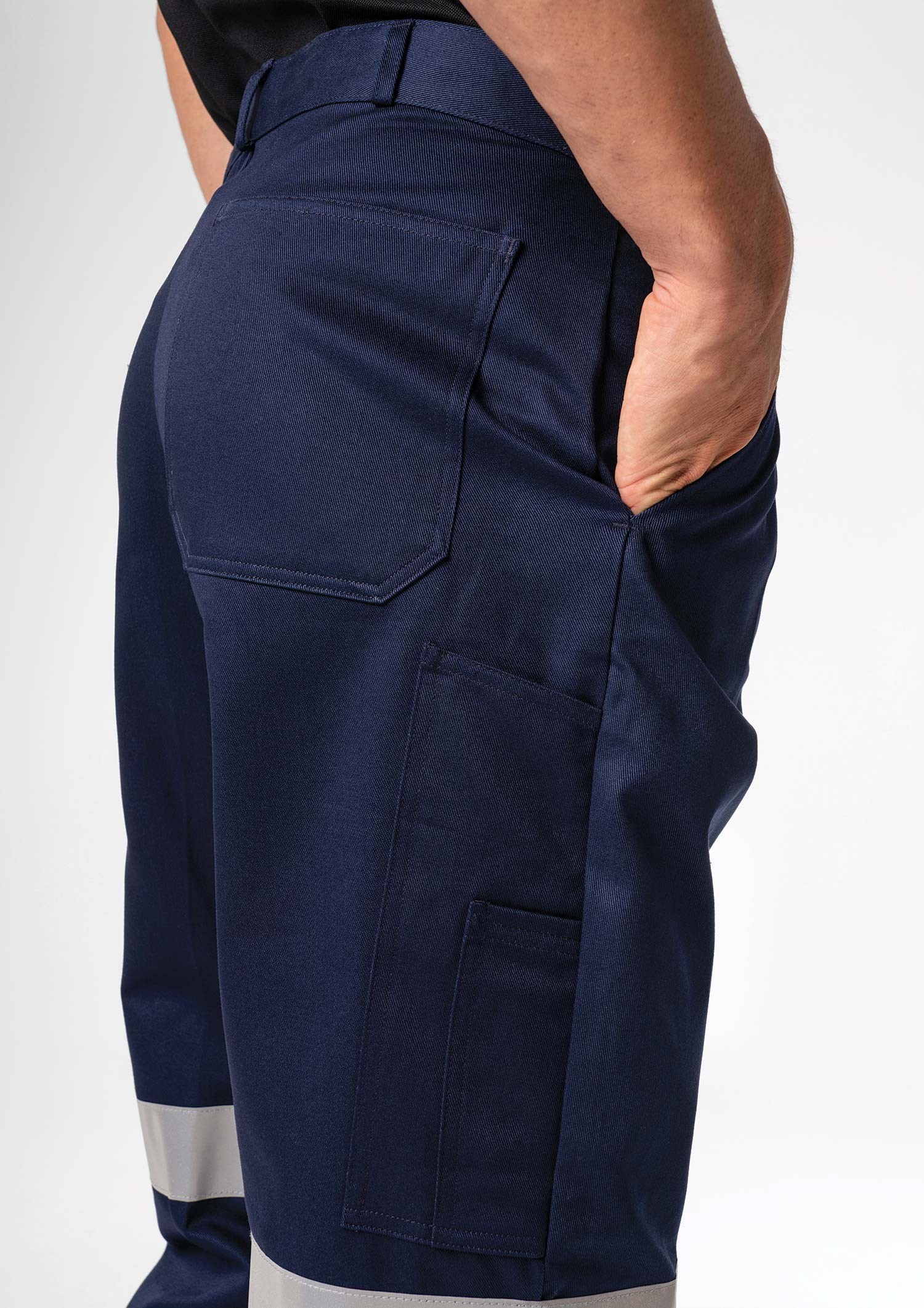 Men's Single Pleat Work Trouser With Tape - navy