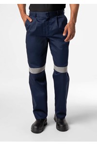 Men's Single Pleat Work Trouser With Tape - navy