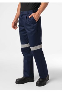 Men's Single Pleat Work Trouser With Tape - navy